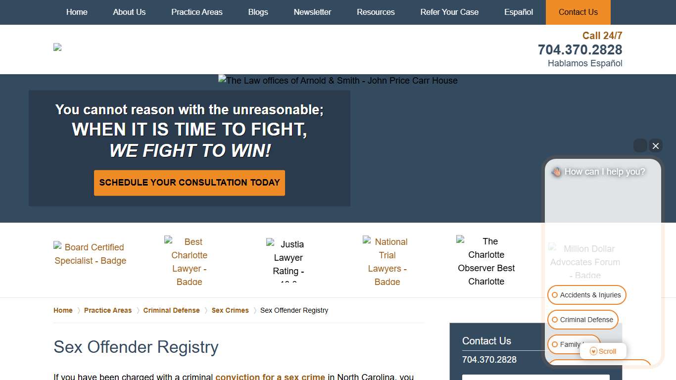 Sex Offender Registry | Charlotte Criminal Defense Lawyers Arnold & Smith